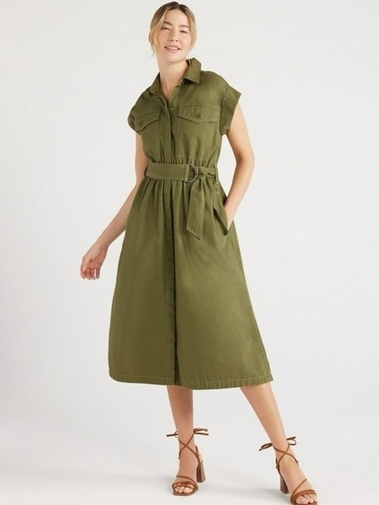 Free Assembly Dresses & Skirts - Free Assembly Belted Utility Midi Dress